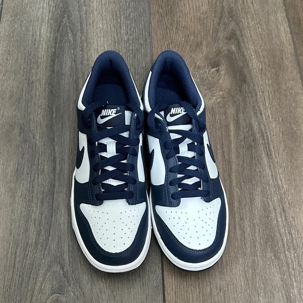 Nike Dunk Low Kids Navy and White Sneakers 6Y - Picture 2 of 5